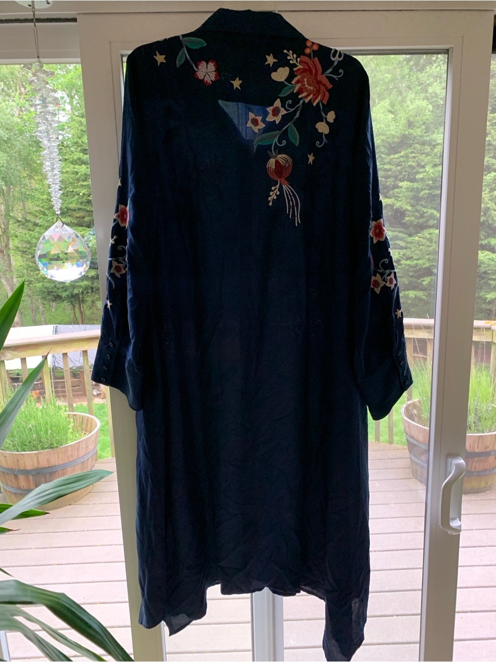 Johnny Was Navy Embroidered Floral Dress - Picture 4 of 8